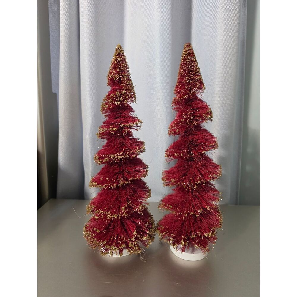 New Target Wondershop 16" Christmas Spiral Sisal Tree dark red gold Glitter set